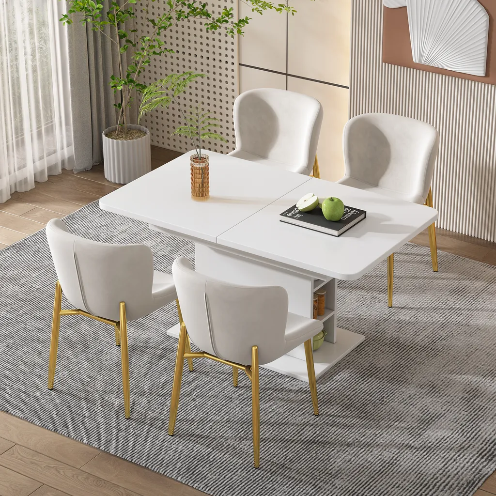 Table de salle à manger 130x70 cm extensible blanche idéale petits espaces - 4