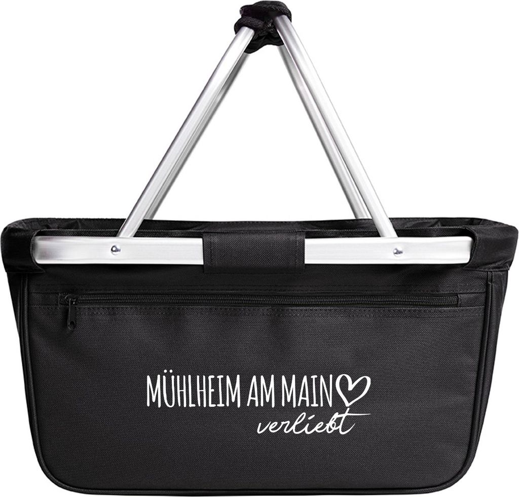 Huuraa Einkaufskorb Mühlheim am Main verliebt 20 Liter Black faltbarer Tragekorb Geschenkidee