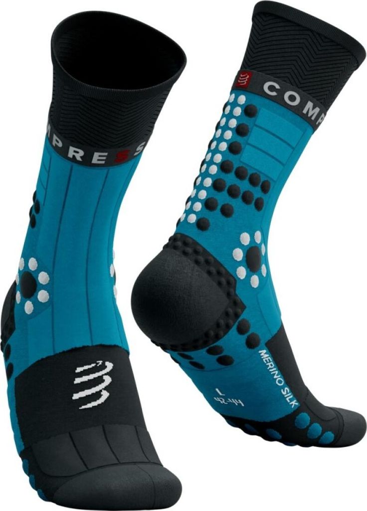 COMPRESSPORT Klassische Fahrradsocken - PRO RACING WINTER TRAIL - Hellblau/Blau 39-41