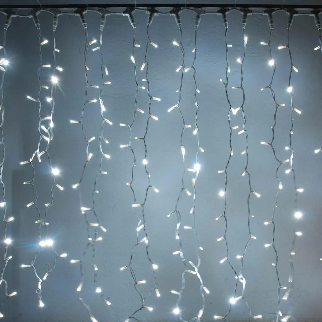 Rideau lumineux 300 LED blanc froid 1x3m DecoLED cascade haute brillance