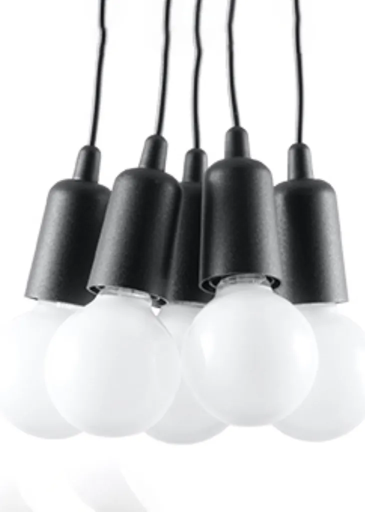 Lampada Sospensione DIEGO 5 Nero Sollux Lighting 5xE27 Design Moderno