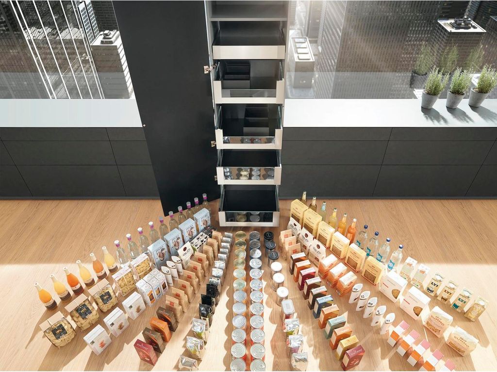Blum Space Tower Legrabox free Schubladen-Set | Mit Glas, 40kg NL550mm, KB 600mm | Seidenweiß