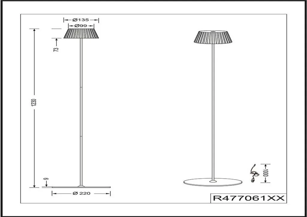 Lampadaire LED en métal couleur sable avec variateur tactile IP44 H123 - 10