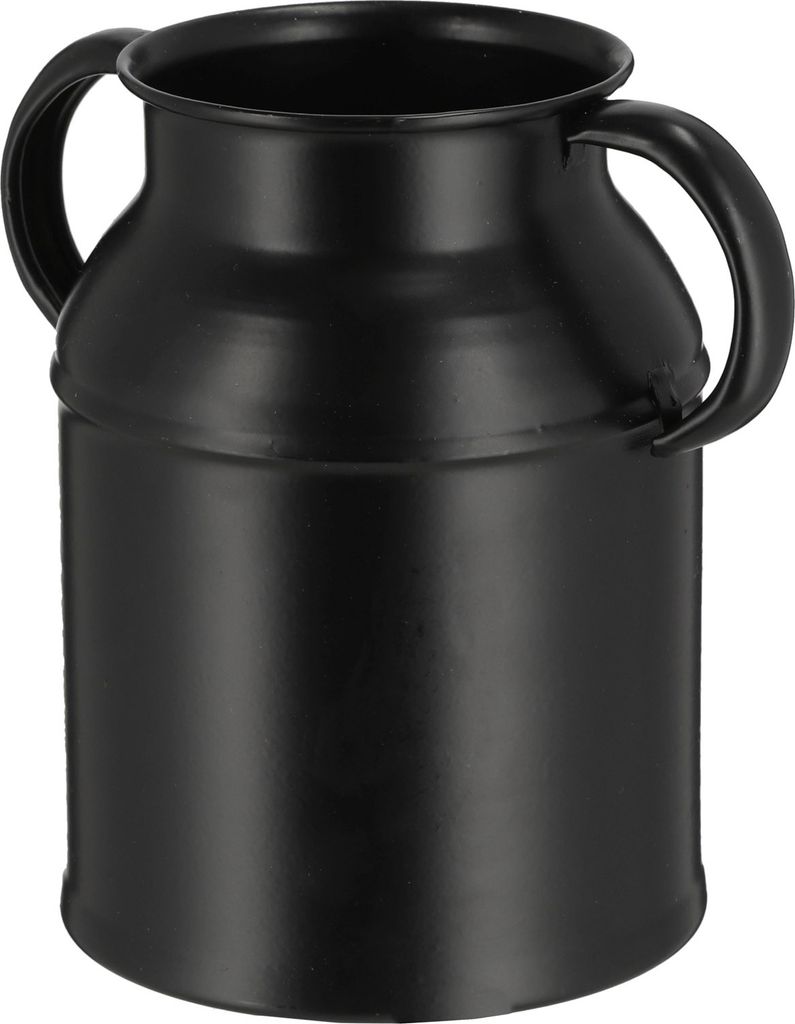 Metall Dekovase Schwarz 15x11 cm Blumenvase Tischvase Milchkannen Form Deko Vase Kanne