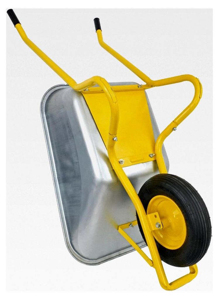 Profi Schubkarre 100l 250 kg mit zusätzlichem Bodenblech, Luftrad, große Schubkarre für Garten und Bau, verzinkte Mulde, Metallfelge mit Kugella...