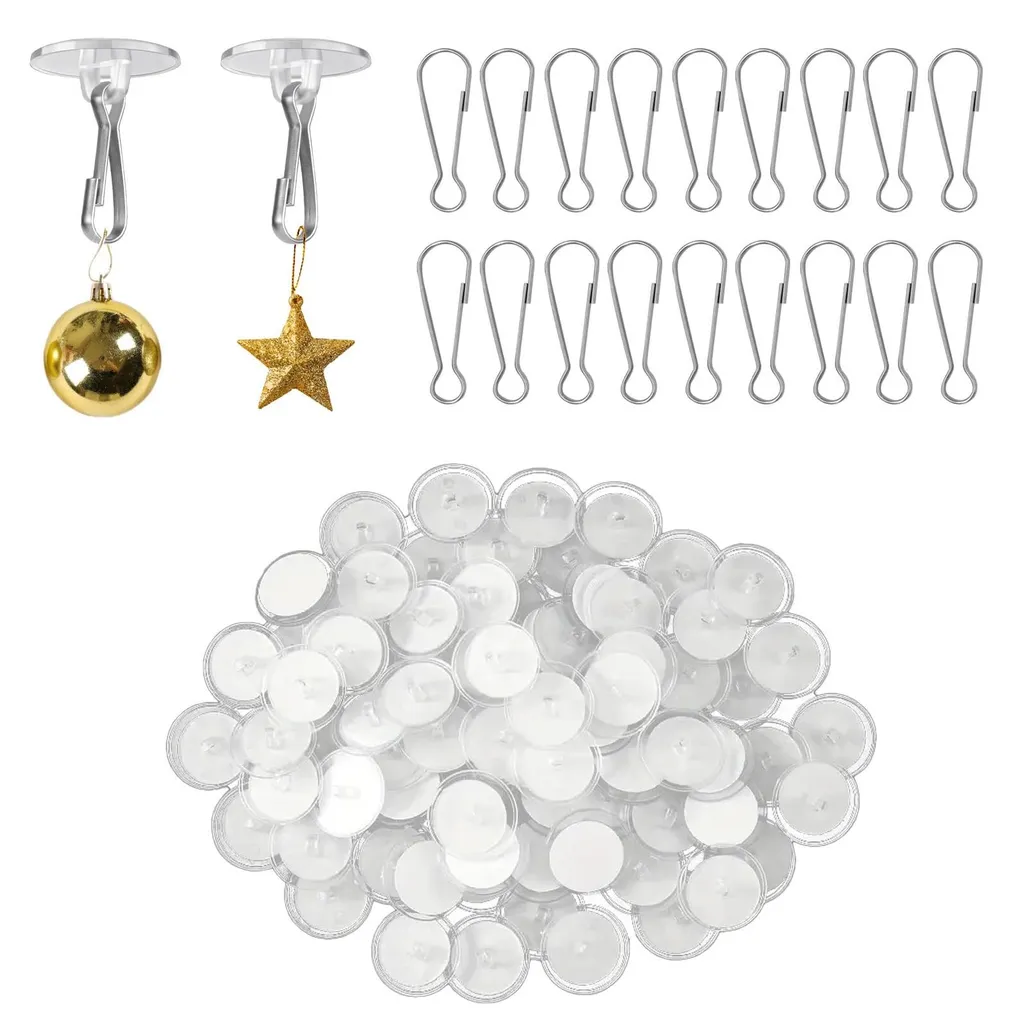 Crochets de Plafond Sans Perçage Adhésifs avec Clips de Fixation x30