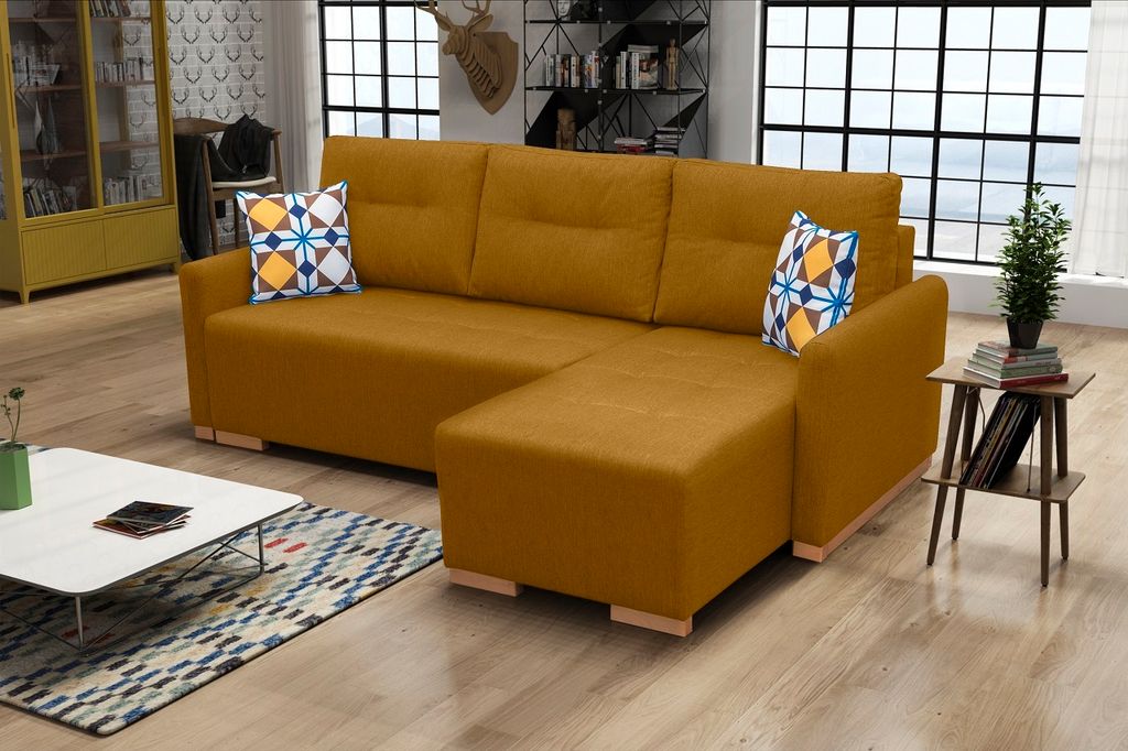 Ecksofa Eckcouch KUMBA malmo 41 rechts mit Schlaffunktion und Bettkasten L-Form Sofa
