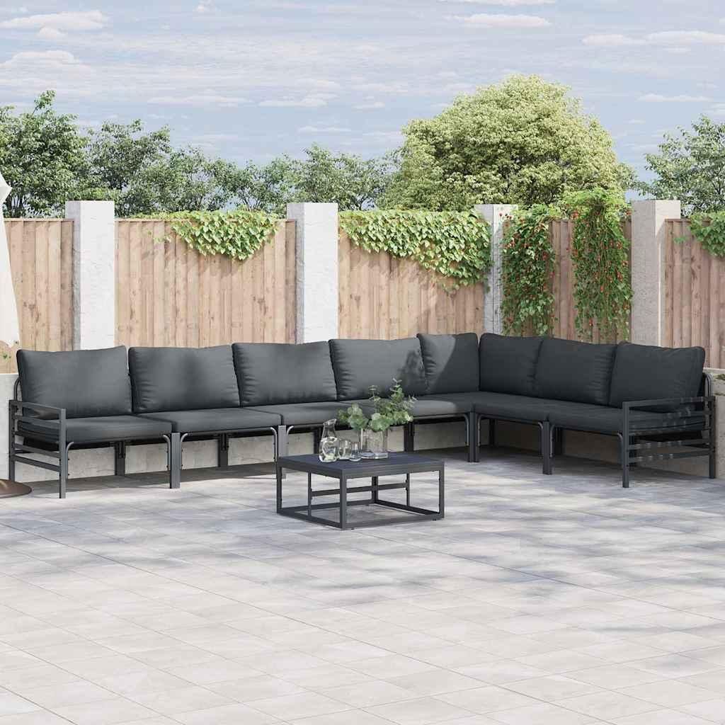 Garten-Sofa-Set 8 pcs Anthrazit Stahl, Gartenmöbel-Sets Design Möbel Neu