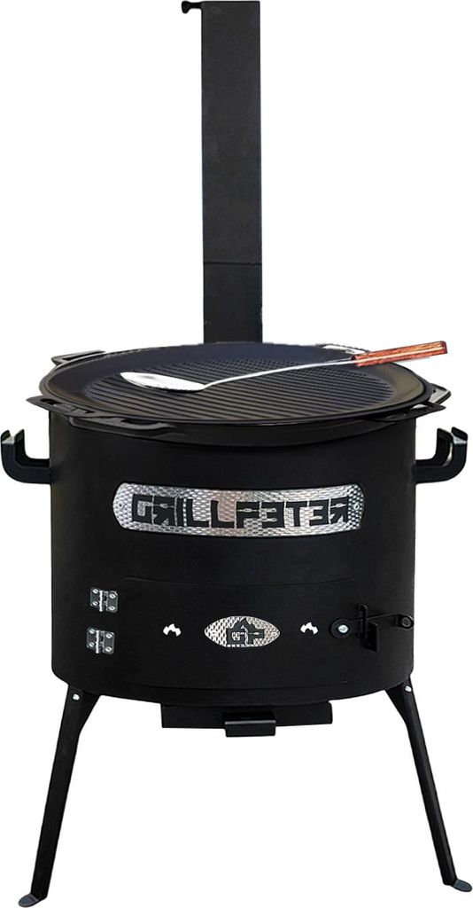 Utschak Set Asamat Ø40 cm mit Kazan 15 Liter Gusseisen Grilldeckel Schöpflöffel