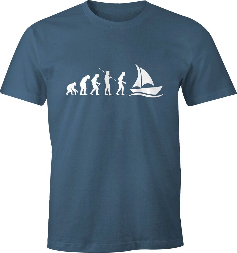Herren T-Shirt Segel-Boot Evolution Fun-Shirt Moonworks denim 3XL