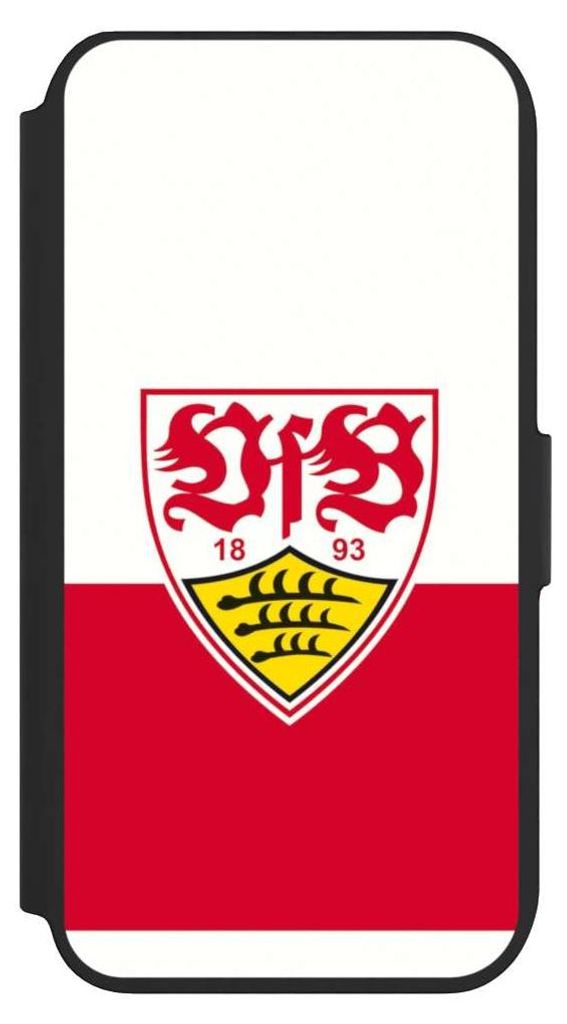 NIVOCASE Klapphülle für Apple iPhone 7 Handyhülle aus Kunst Leder NIVOflip schwarz Logo Offizielles Lizenzprodukt VfB Stuttgart