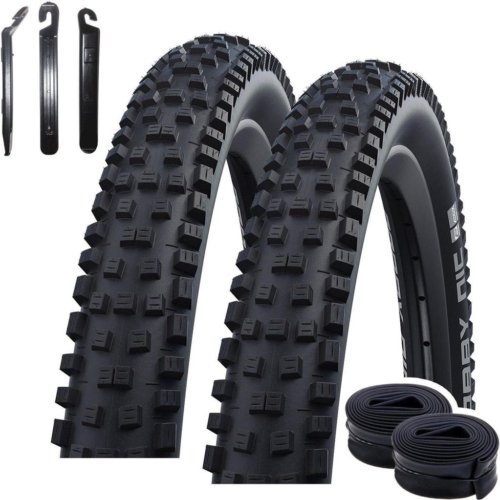 2 x Faltreifen HS602 Schwalbe Nobby Nic ADDIX Faltreifen Schwarz Fahrradmantel 62-622 ( 29 x 2,40 ) + 2 Schläuche DV19 inkl. Reifenheber