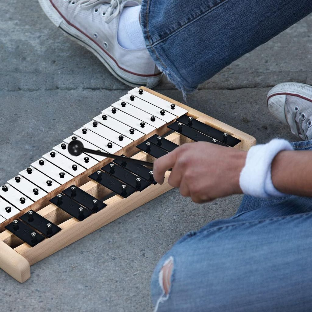COSTWAY Xylophone Glockenspiel avec Support Réglable 32 Notes,Pupitre,Pad d'entraînement,Maillets de Cloche,Baguettes en Bois,Sac - Instruments de musique