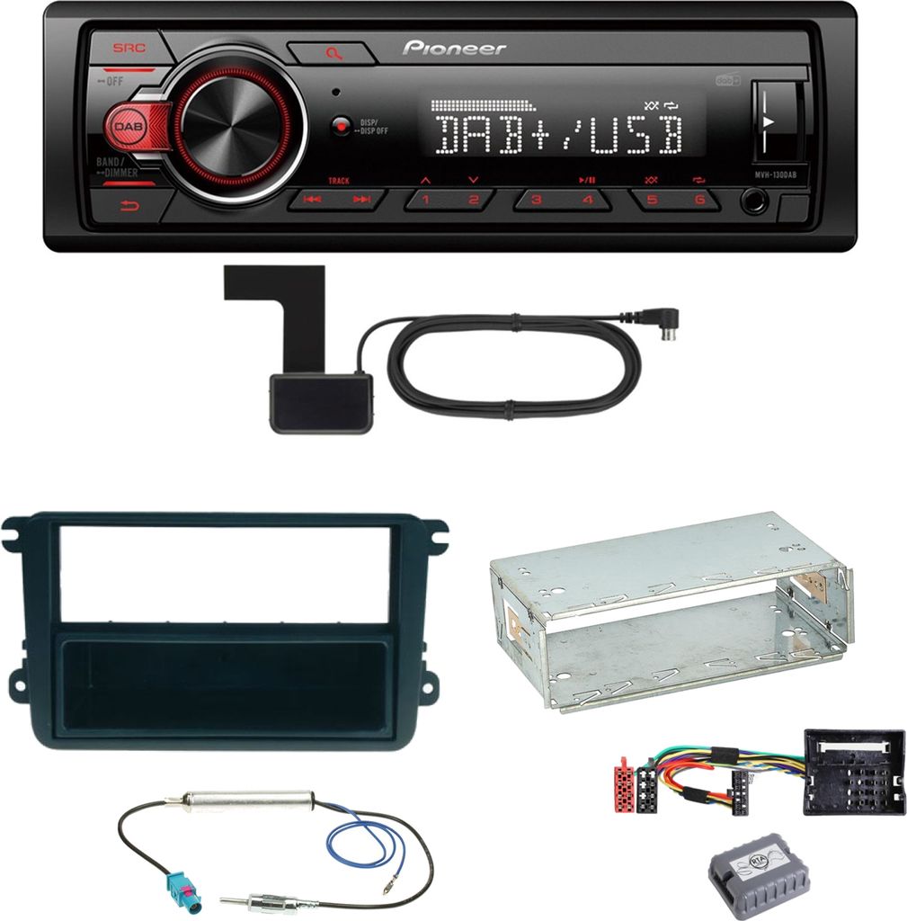 Pioneer MVH-130DAB Digitalradio USB Einbauset für Seat Leon Altea XL Alhambra