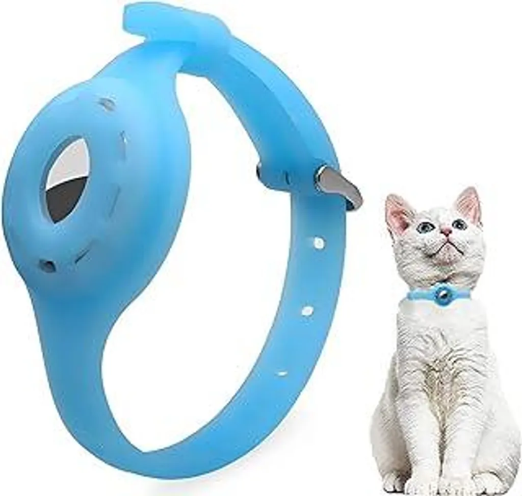 Collare Tecnico AirTag Gatto Silicone M - Blu - Anti-smarrimento