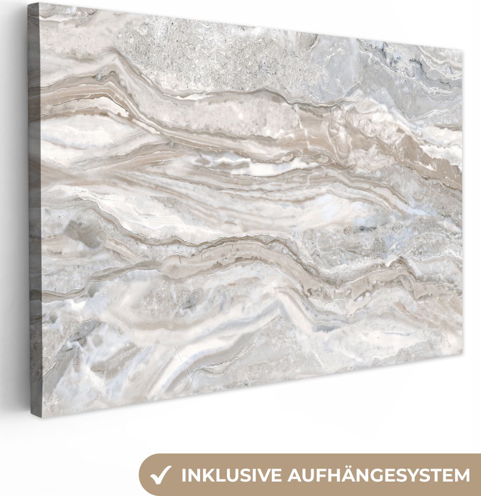 OneMillionCanvasses - Leinwandbilder - 140x90 cm, Marmor - Textur - Grau, Wandbilder Kunstdruck Wanddekoration - Foto auf Leinwand - Gemälde auf...