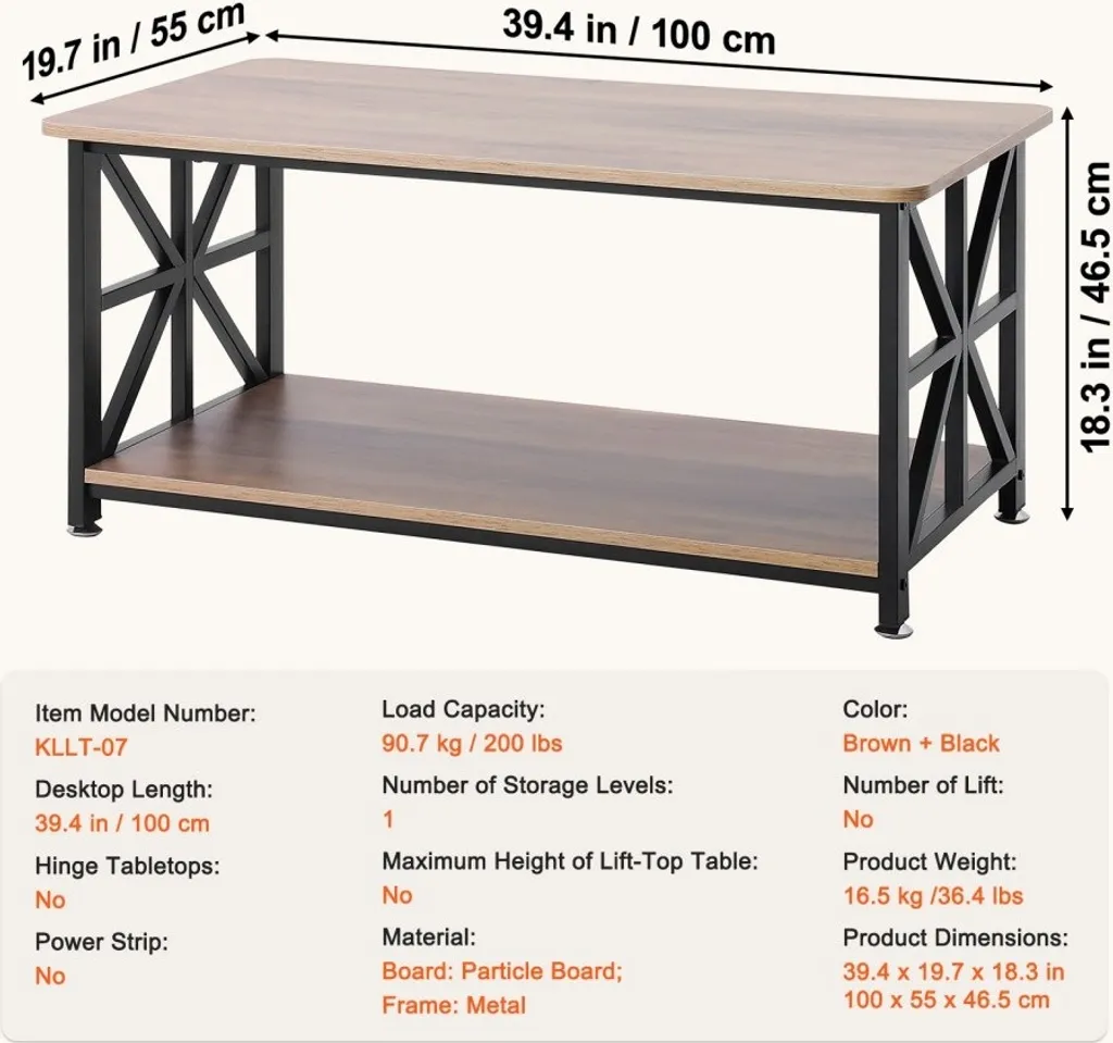 Table basse rectangulaire avec rangement ouvert - Modèle Elégance Loft - 7