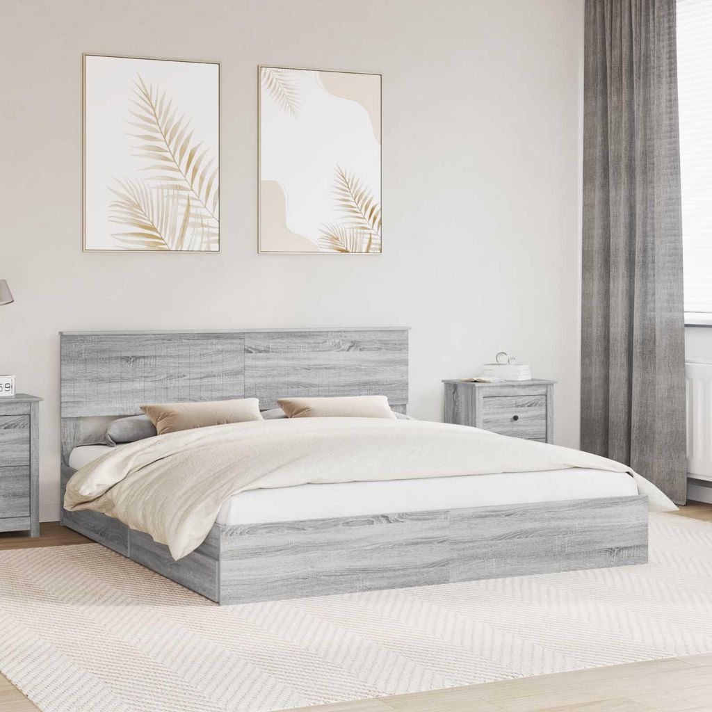 Maison Exclusive - Aufbewahrungsbett Graues Sonoma 180 x 200 cm Holzwerkstoff