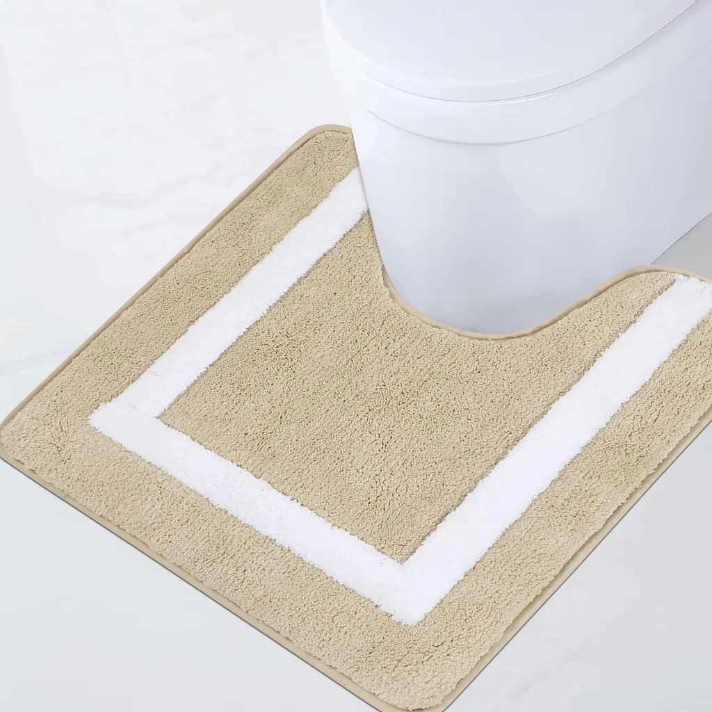 Tapis de toilettes absorbant et moelleux en microfibre beige 50cm