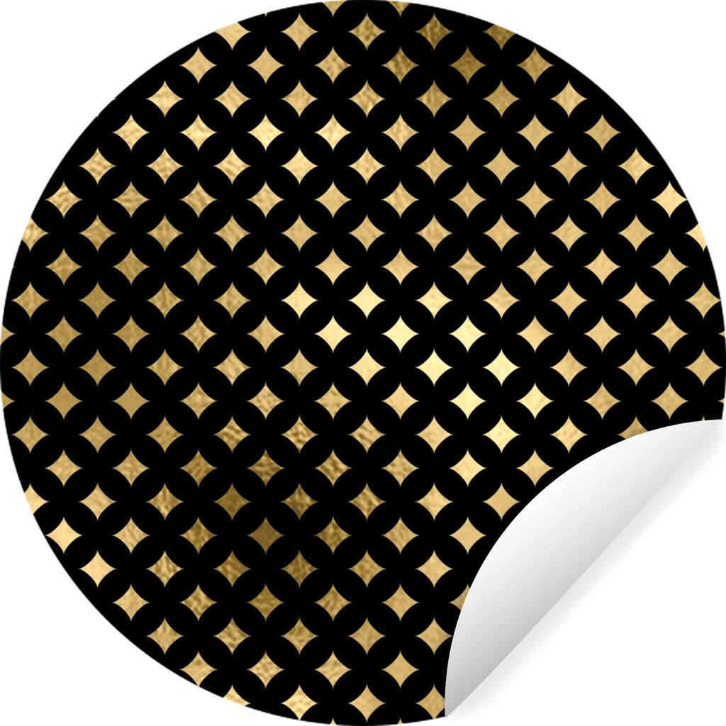 MuchoWow Runde Wandtattoo - Wandsticker Tapete Aufkleber Muster - Sterne - Gold Ø 30 cm Selbstklebend und Repositionierbar - Wandaufkleber - Kre...
