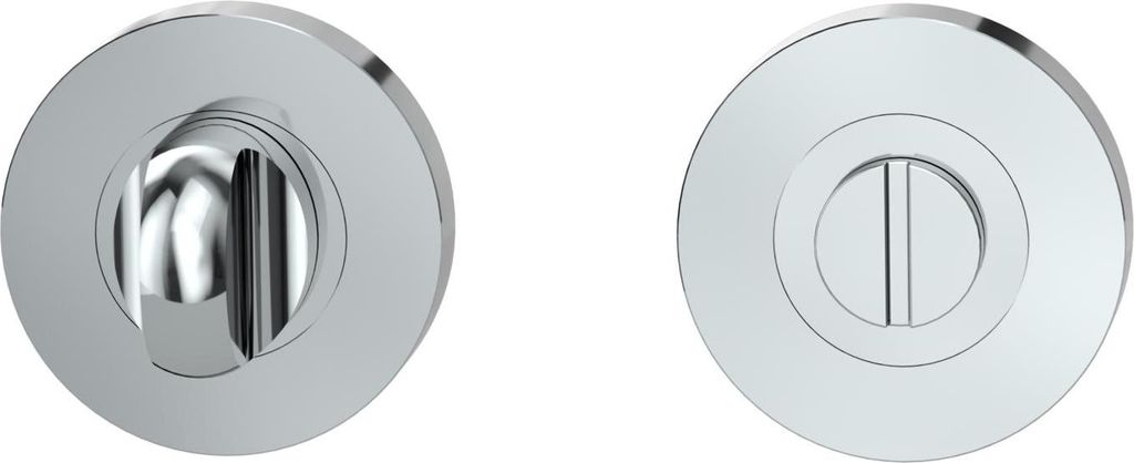 Griffwerk Schlüsselrosettenpaar Zink rund mit Zierring WC Schraubtechnik Chrom-Nickelmatt