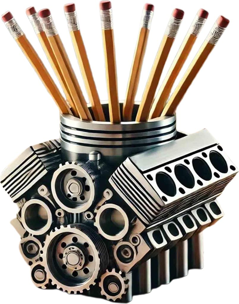 V8 Automotor-Stifthalter, Harz, Automotor, Schrein, Bleistift-Organizer, Behälter, Dekoration, Home-Office, Desktop-Ornament