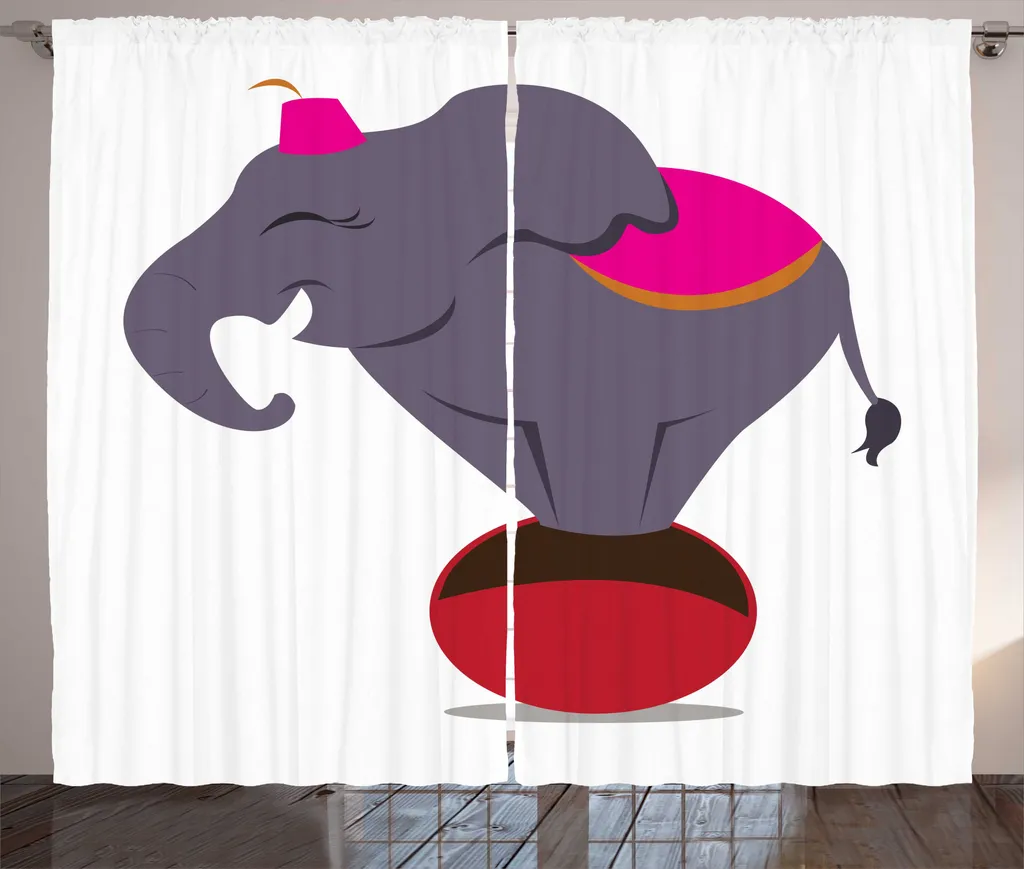ABAKUHAUS Rideau de Douche Circus Éléphant sur Boule 280x225 cm Blanc