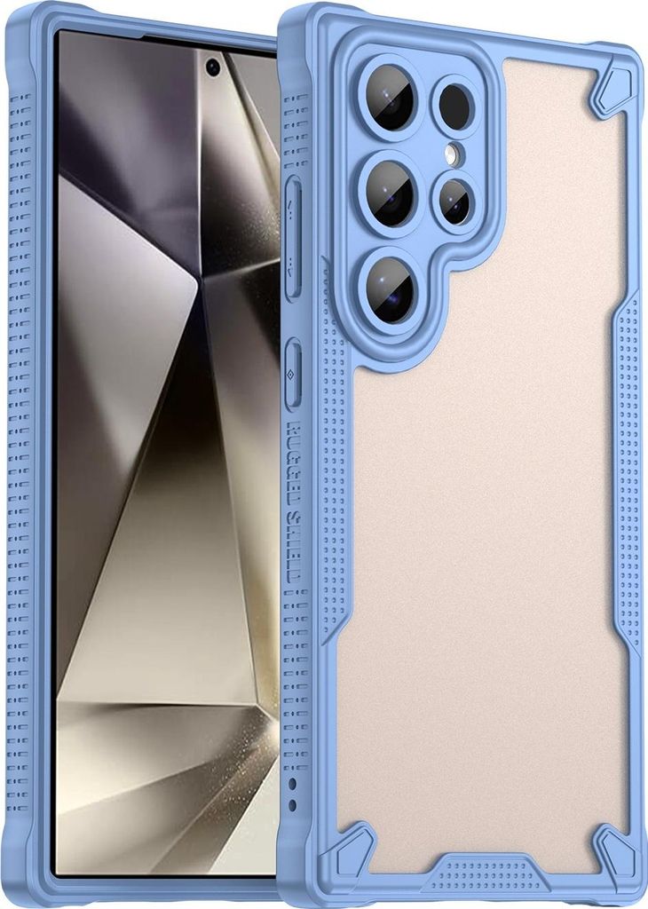 Hülle für Samsung Galaxy S24 Ultra - Phonesta Shockproof Armor Semi-Transparent Back Cover - Blau