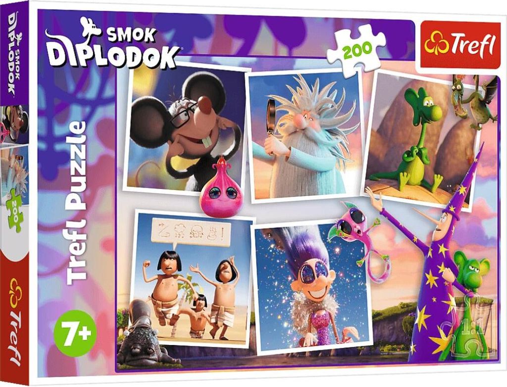 TREFL Puzzle Hokus pokus Diplodokus: Dobrodruž ství 200 dílků
