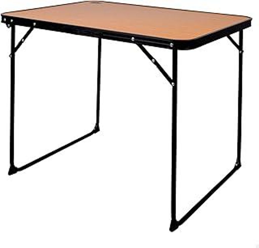 AKTIVE Hoher Klapptisch, 80 x 60 x 67 cm, Kippschutz, Stahlrahmen, MDF-Tischplatte in Bambusoptik, Tragegriff, Camping-, Strand-, Gartentische (63017)