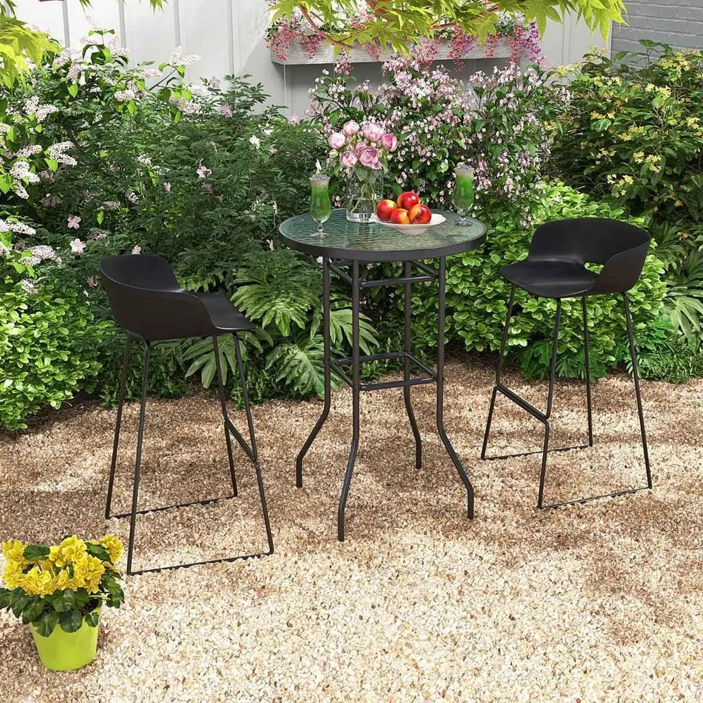 Table haute de balcon gain de place pour apéritif extérieur noir mat