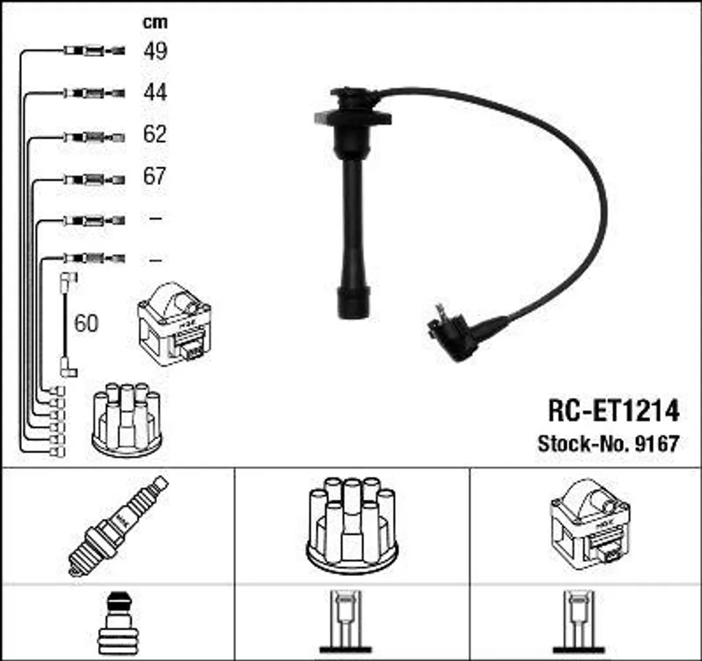 NGK 9167 Jeu de Câbles d'Allumage OE 9091915208 pour Corolla et Celica