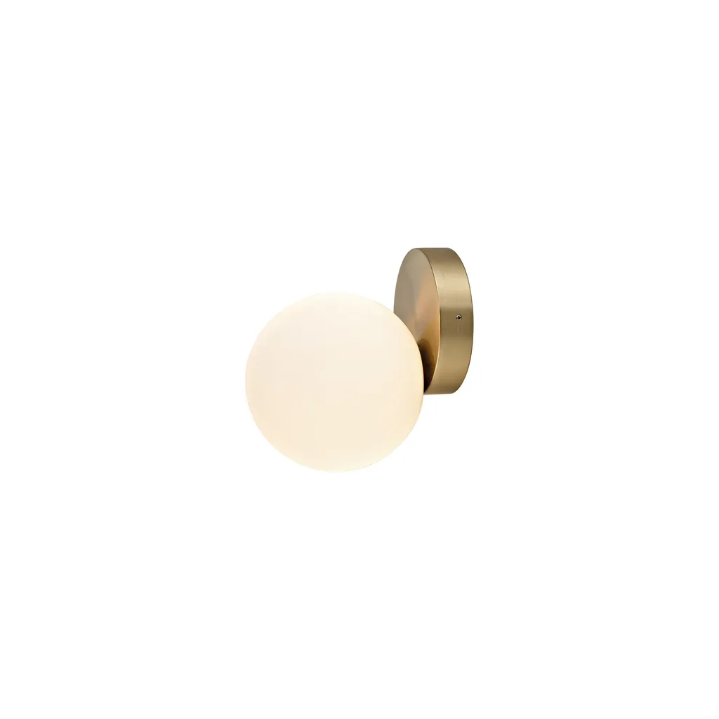 Applique murale anti-éblouissement verre blanc et laiton IP44 pour G9