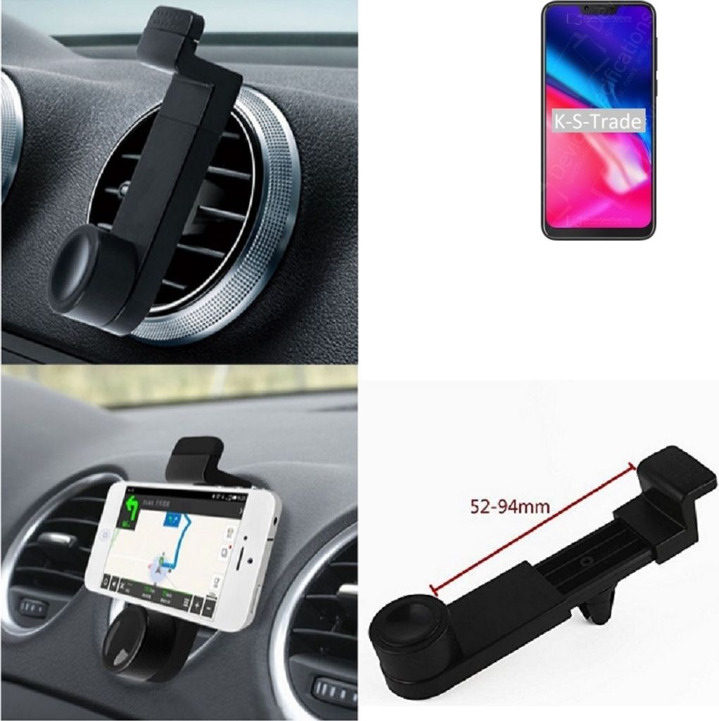 K-S-Trade Lüftungshalterung kompatibel mit Cubot P20 KFZ-Halterung Autohalterung Handy-halterung Lüftungsgitter Lüftungsschlitze Schwarz