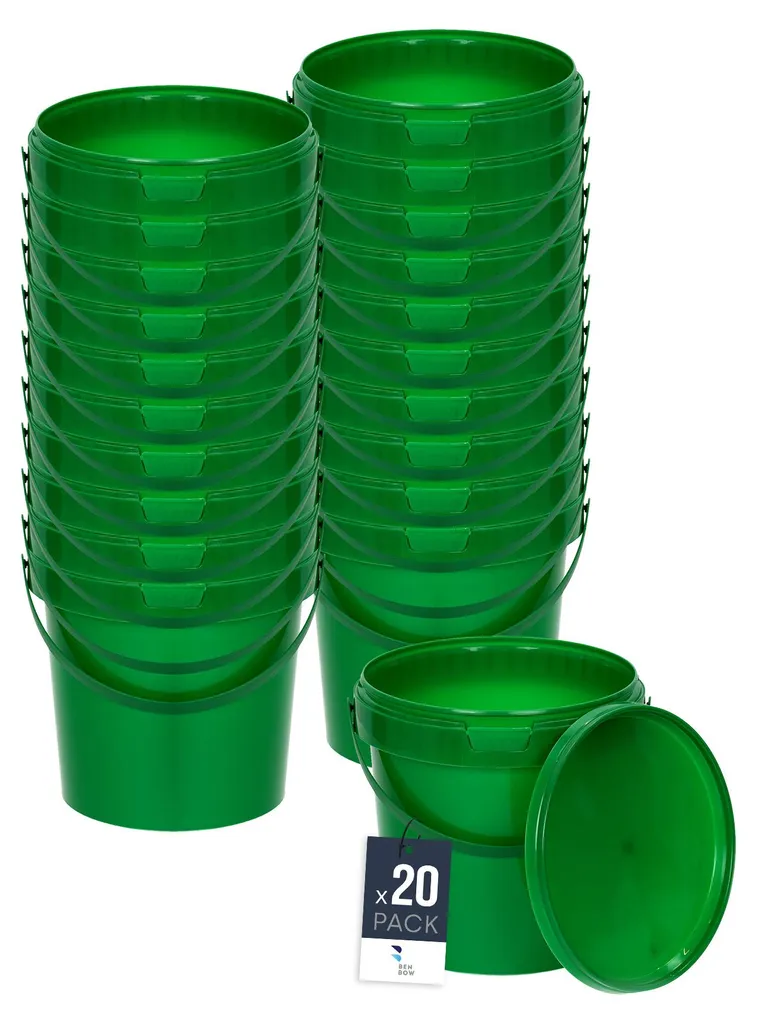 Secchi in Plastica BenBow 1L x20 Verde Alimentare - Ermetici Professionali