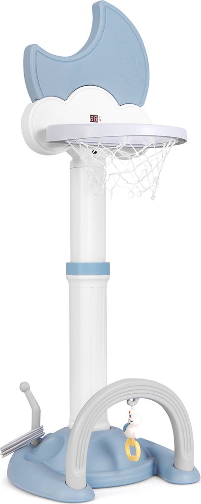 COSTWAY 4in1 Kinder Basketballkorb Set, Basketballständer höhenverstellbar mit Basket-, Fußball, Ringwurf & Anzeigetafel, für Kinder ab 3 Jahre...