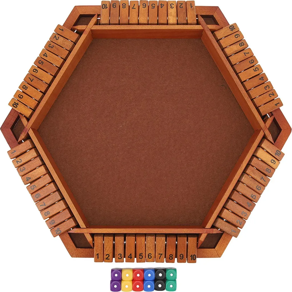 Boîte de mathématiques en bois multi-joueurs avec dés et clapets 1-6