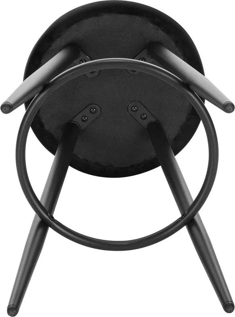 Tabouret de Bar Velours Noir 69cm Ergonomique avec Dossier Stable - 7