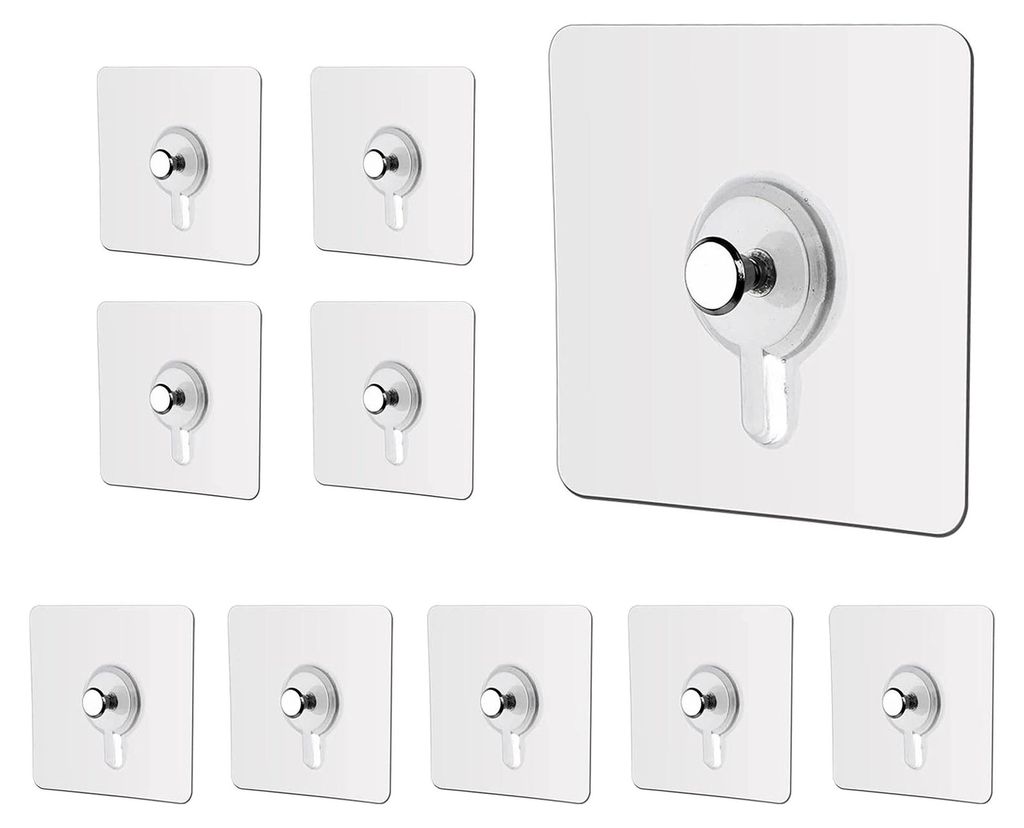 Klebeschrauben, 12 Stück transparente Klebehaken, selbstklebende Bilderhaken, Wandbefestigung ohne Bohren, 2 Größen 8 mm und 9 mm, für Badezimm...