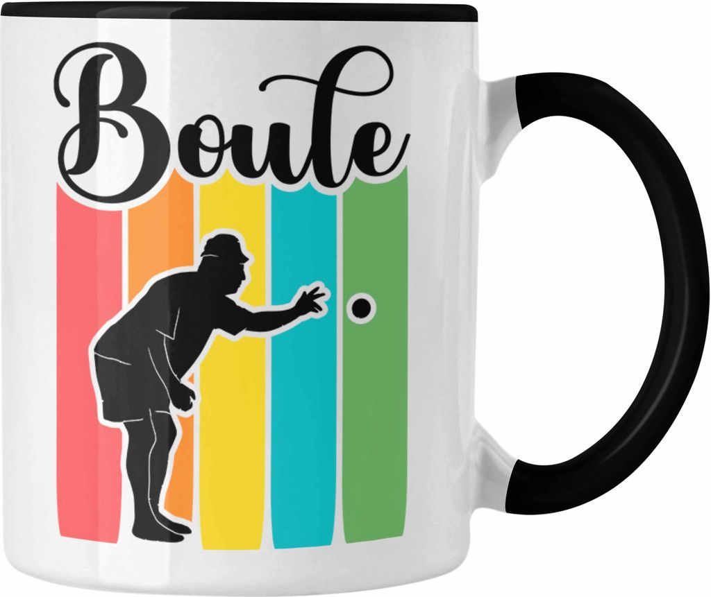 Trendation - Boule Tasse Geschenk Boule-Spieler Geschenkidee Spruch Vintage Boule Grafik (Schwarz)