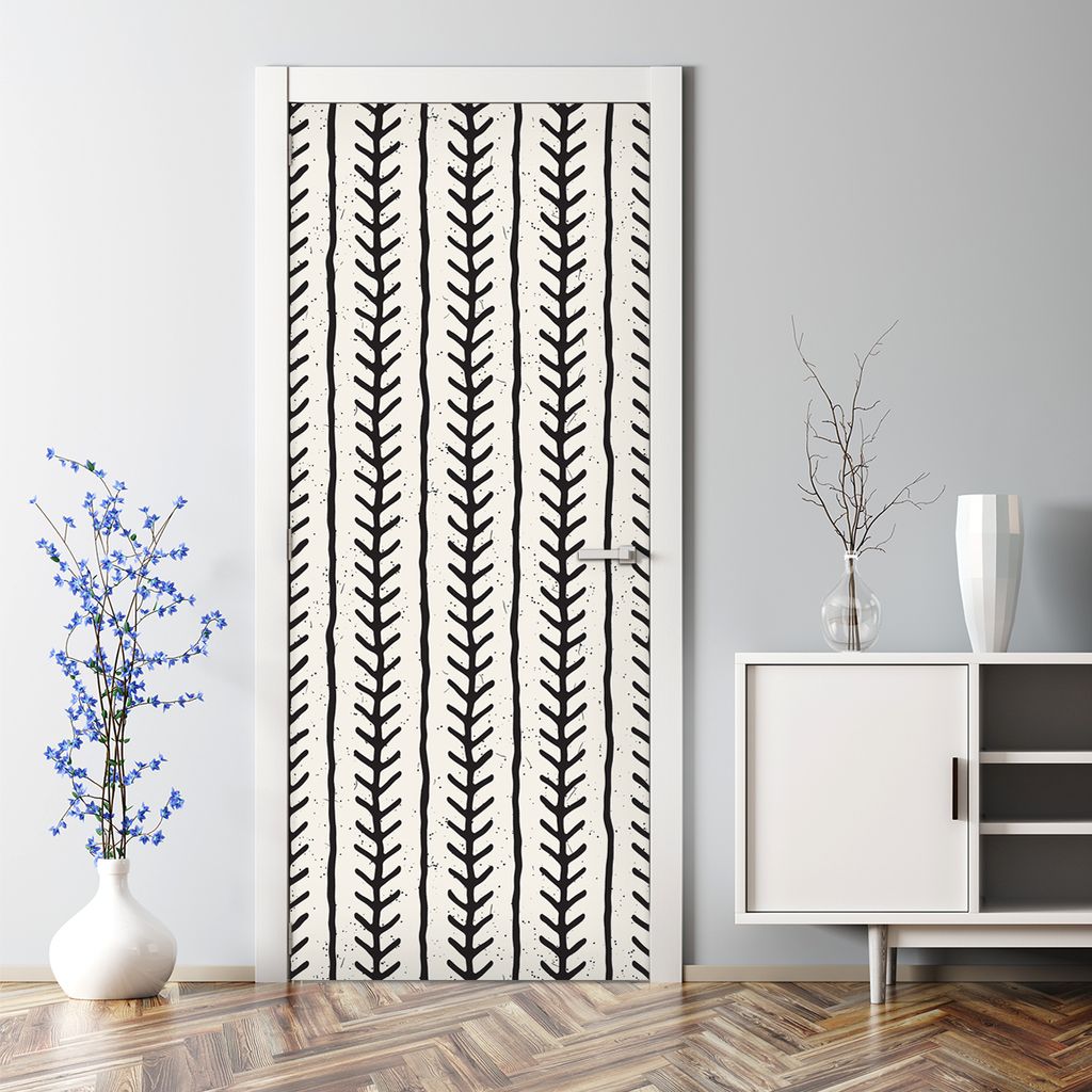 Dekorative Türaufkleber selbstklebend Klebefolie Dekorfolie Türtapete Kaktus schwarz-weiß 70 x 200 cm