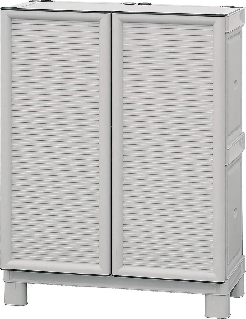 Dmora Armadio da Esterno Arlinda 39x70x92h cm Grigio Chiaro, 2 Ante Resistente ai Raggi uv, Impermeabile Italy