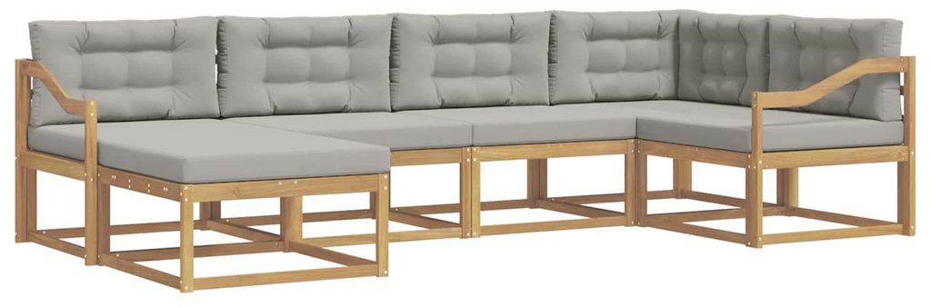 vidaXL Outdoor-Sofagarnitur 5 pcs Weiß und Hellgrau Polyester