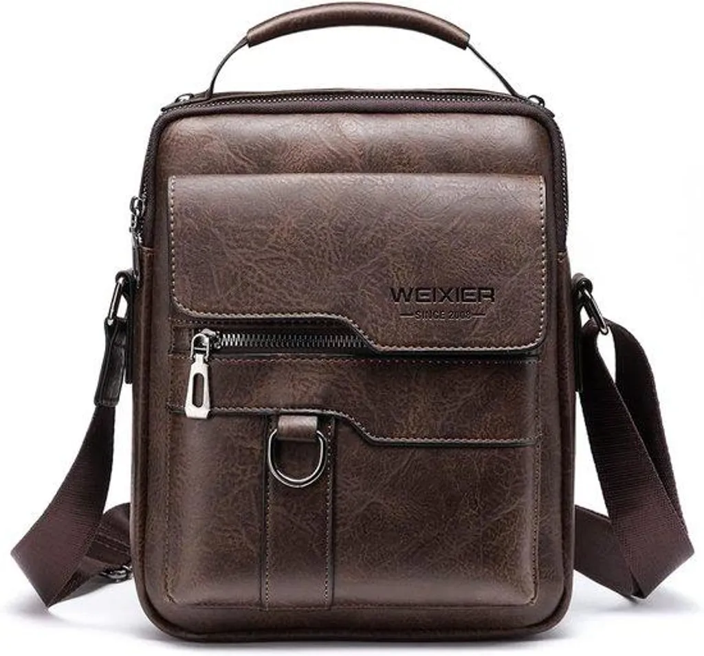 Besace homme en cuir PU souple et bandoulière réglable format A5