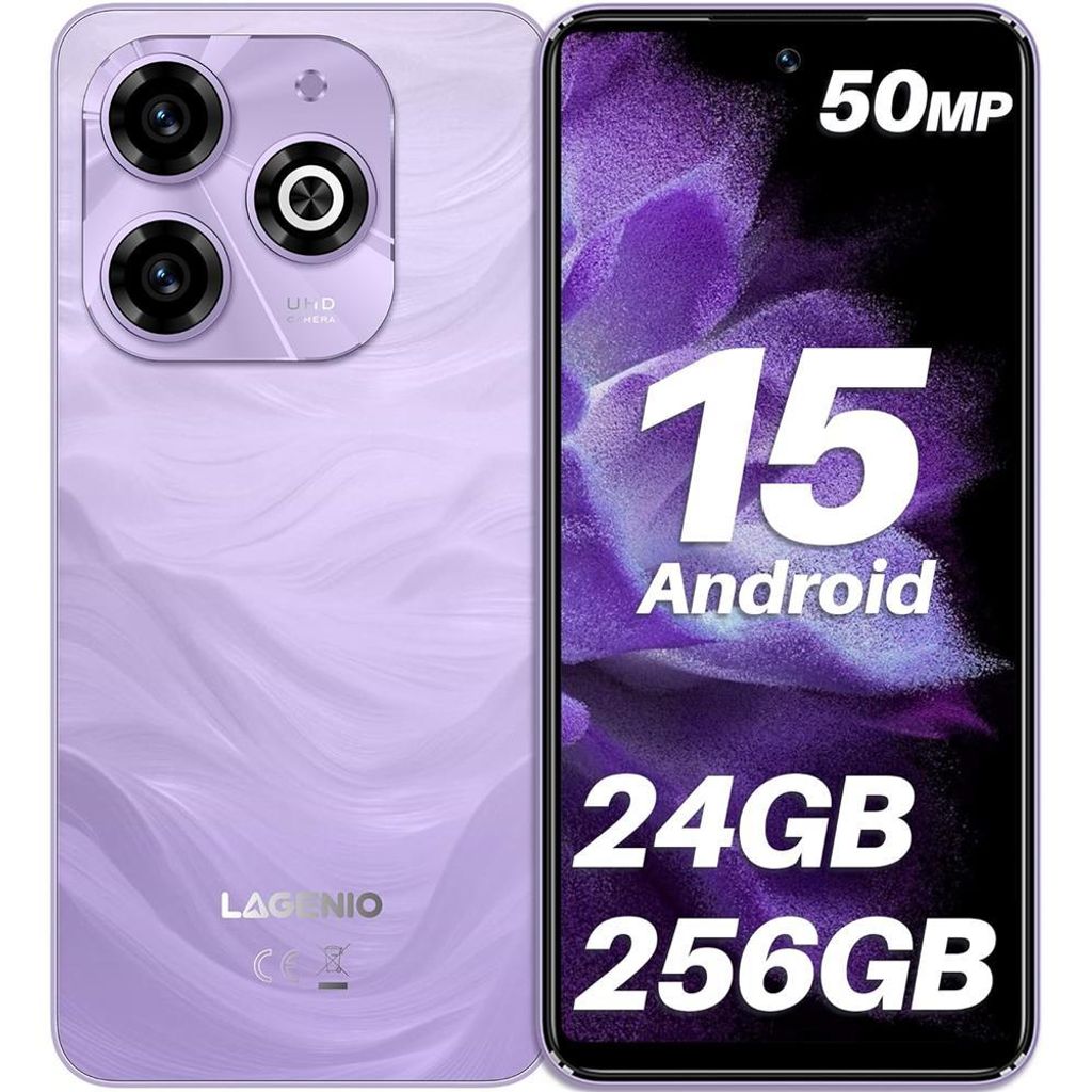 LAGENIO A11 Pro Lila Smartphone, Fingerabdruck & Produktbild 