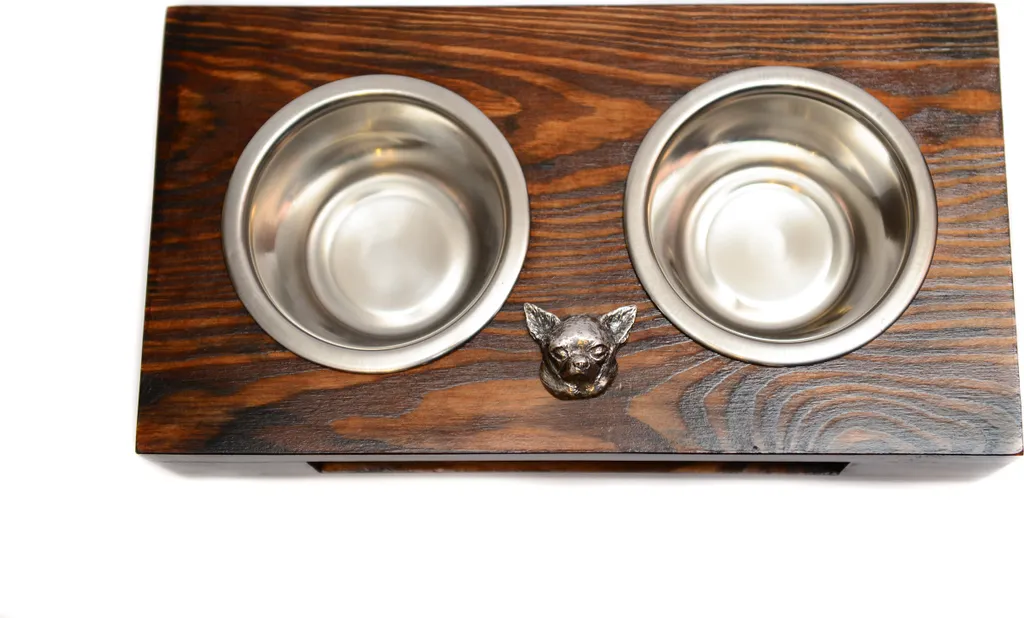 Regalo Adozione Cane Chihuahua: Supporto Ciotole Legno Art-Dog