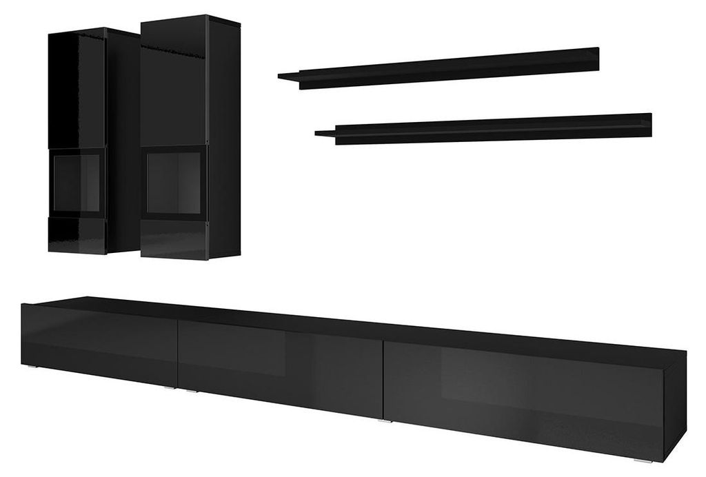 Meublorama HA-ATHENS-24W1LG10*3C/80KG, Schwarz, Mitteldichte Faserplatte (MDF), 6 Regale, 4 Tür(en), 410 mm, 2700 mm