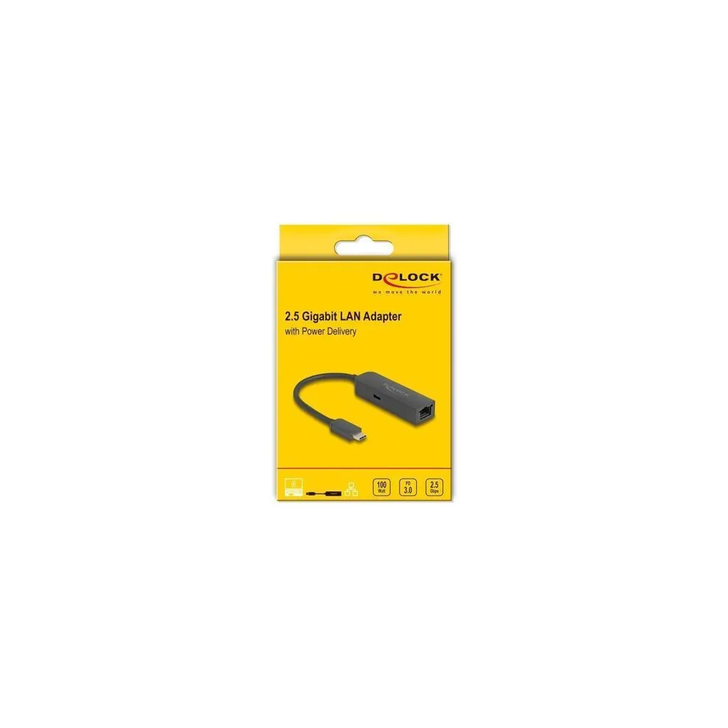Adaptateur DELOCK USB-C vers Ethernet 2,5 Gbps et Charge PD 100W 65440