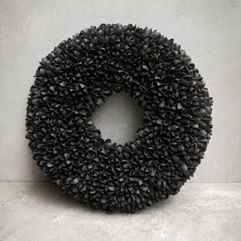 Kranz Bakuli - schwarz: 30cm