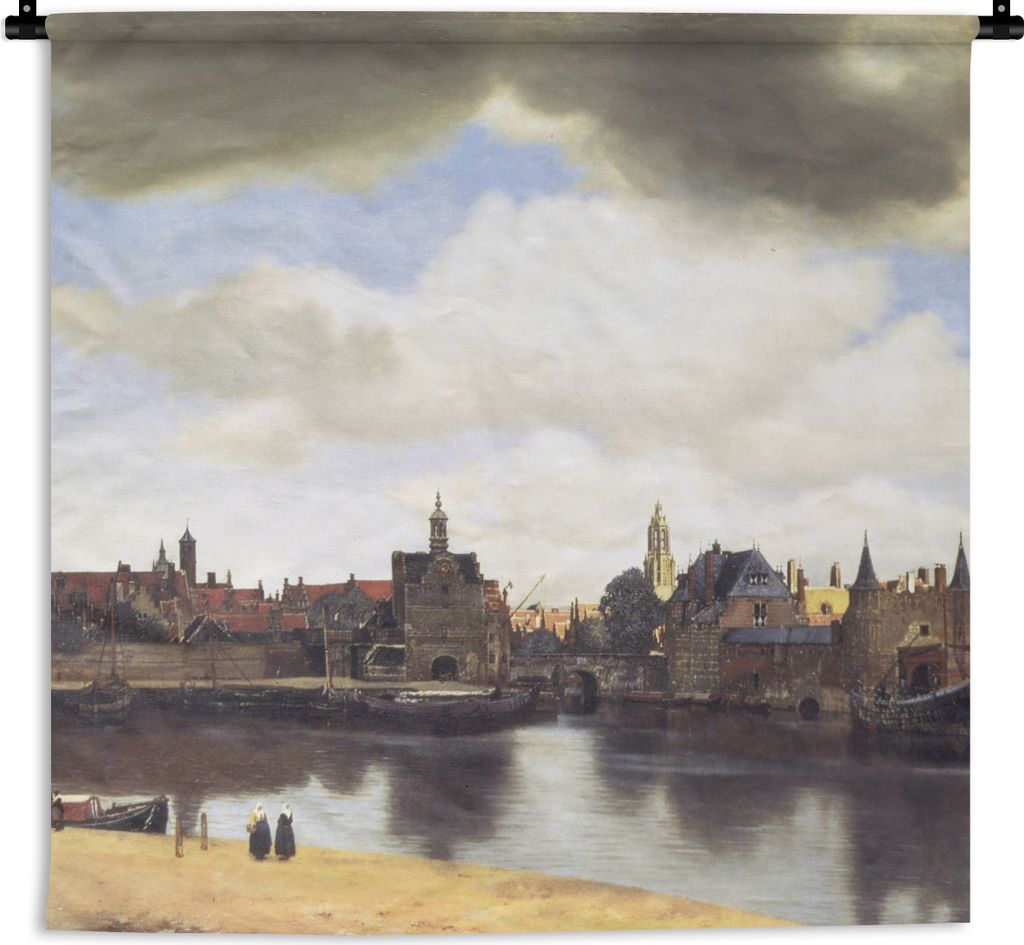 MuchoWow Wandteppich Wandbehang Ansicht von Delft - Johannes Vermeer 150x150 cm Tapisserie Dekoration Wandtuch - Wohnaccessoires - Modernes